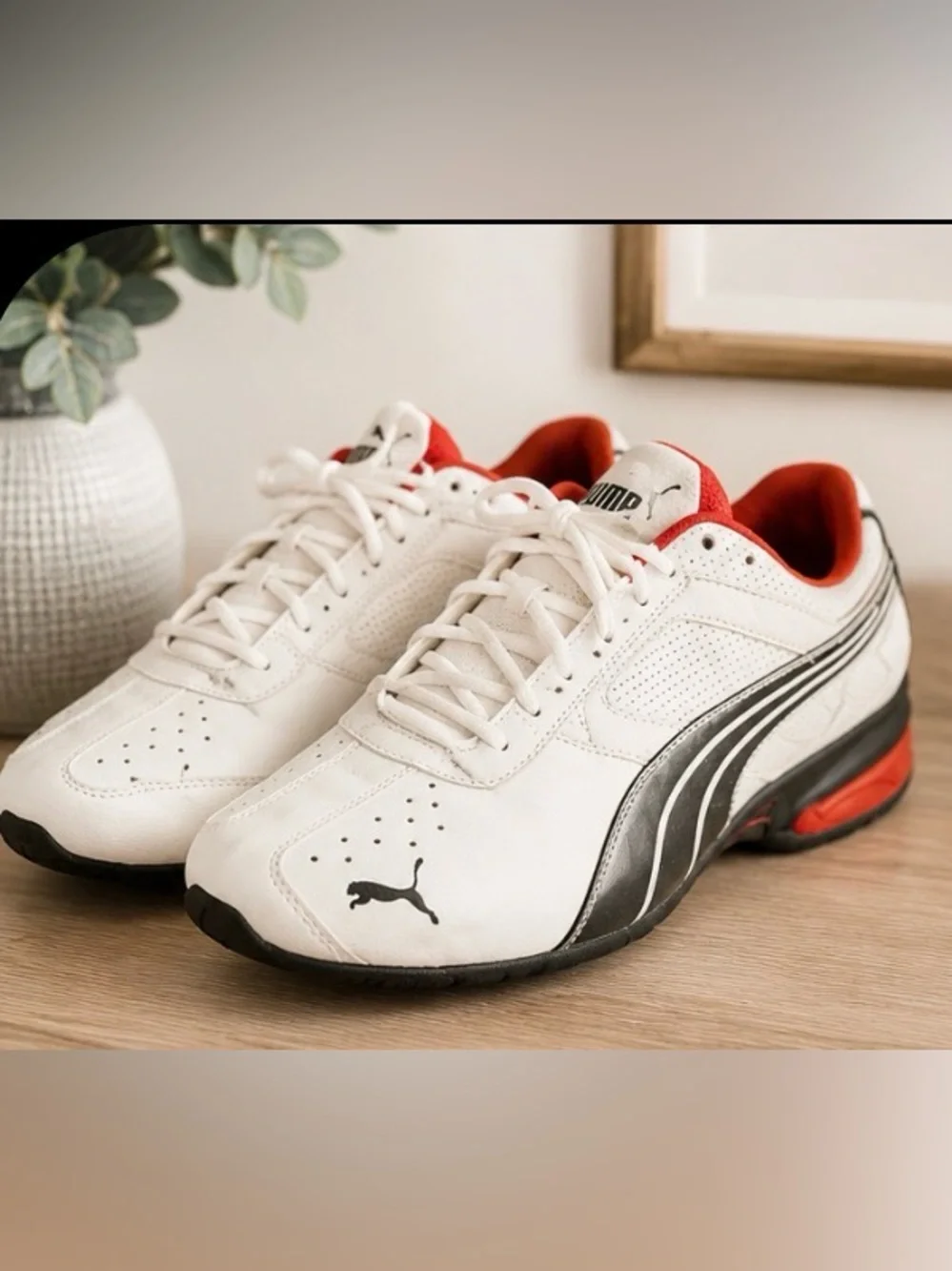 Puma Men’s White, Red and Black Low-Top Sneakers